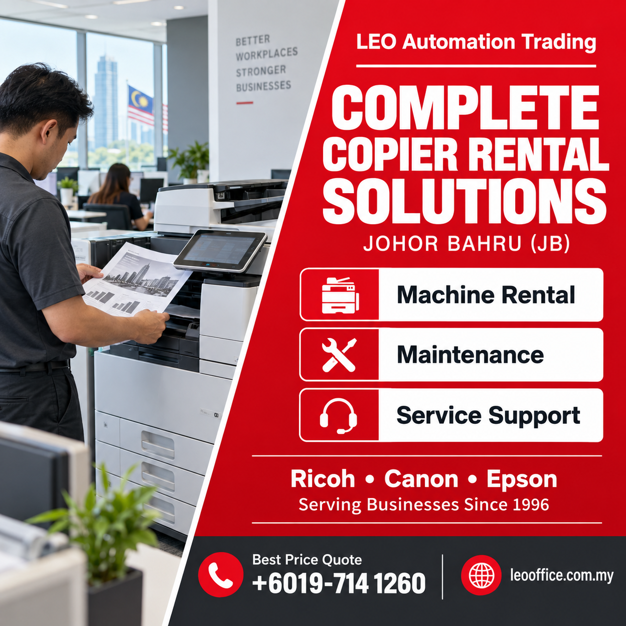 Complete Copier Rental Solutions in Johor Bahru(JB) : Machine, Maintenance & Service Support